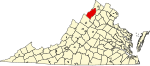 Map of Virginia highlighting Shenandoah County